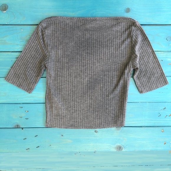 TOPSHOP Gray Ribbed Crop Top Size 2 - Picture 3 of 10